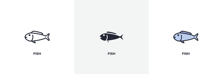 Fototapeta na wymiar fish icon. Line, solid and filled outline colorful version, outline and filled vector sign. Idea Symbol, logo illustration. Vector graphics