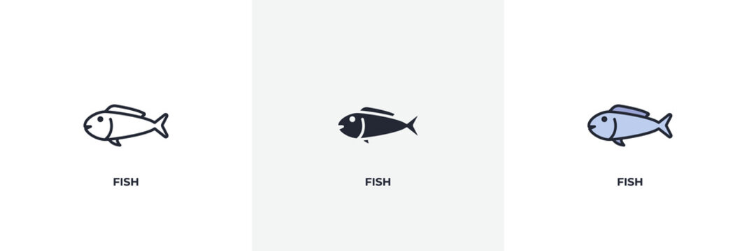 fish icon. Line, solid and filled outline colorful version, outline and filled vector sign. Idea Symbol, logo illustration. Vector graphics