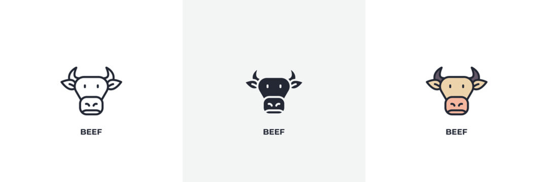 beef icon. Line, solid and filled outline colorful version, outline and filled vector sign. Idea Symbol, logo illustration. Vector graphics