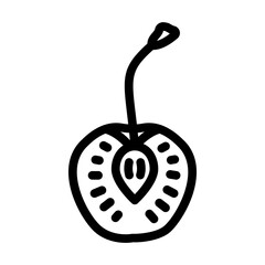 cherry cut line icon vector. cherry cut sign. isolated contour symbol black illustration