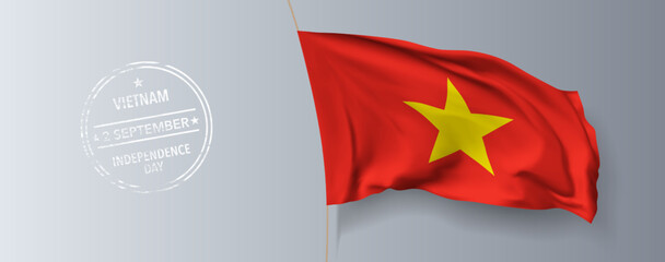 Vietnam happy independence day greeting card, banner with template text vector illustration