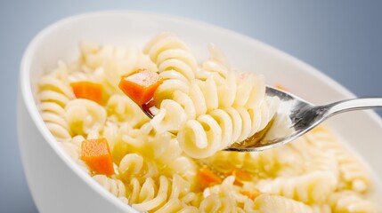 spaghetti pasta in a white plate with ketchup sauce