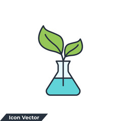 Fototapeta na wymiar botany icon logo vector illustration. laboratory glass and plant symbol template for graphic and web design collection