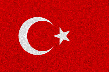 Turkey flag on styrofoam texture. national flag painted on the surface of plastic foam