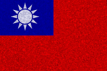 Taiwan flag on styrofoam texture. national flag painted on the surface of plastic foam