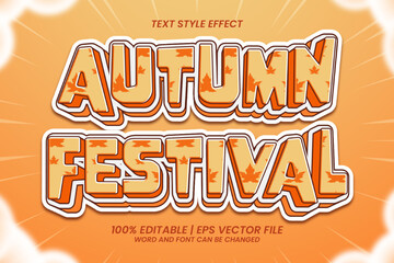 Autumn festival text effect editable 3D Flat Cartoon style