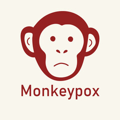 Obraz premium Illustration of the monkeypox virus. The face of the monkey as a symbol. Icon of smallpox and outbreak of a new infectious disease. Flat vector
