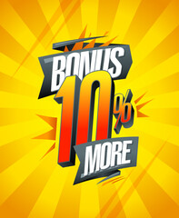 Bonus, 10 percents more, sale sign mockup