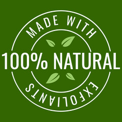 made with exfoliants. Green Healthy Organic Natural Eco Bio Food Products Label Stamp. Natural 100% ecological	