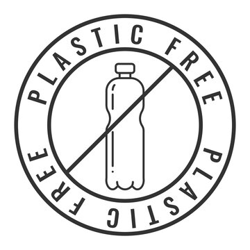 Plastic free icon badge. Bpa plastic free chemical mark. Vector stock illustration. Isolated on white background.