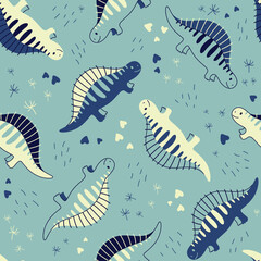 Different dinosaurs set of patterns. Seamless patterns. Vector Background for fabric, textile, posters, gift wrapping paper. Print for kids, baby, children