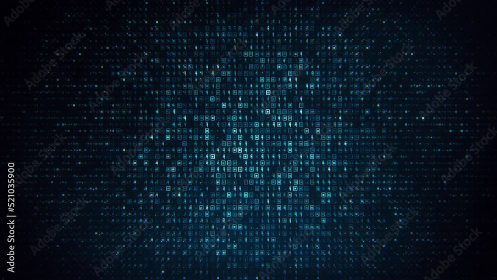 Wall mural abstract binary code matrix background. animated abstract technology artificial intelligence backgro