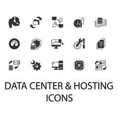 data center and hosting icons set . data center and hosting pack symbol vector elements for infographic web