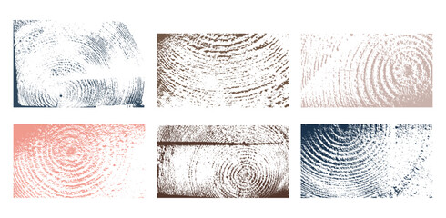 wood rings imprint  vector  illustration set