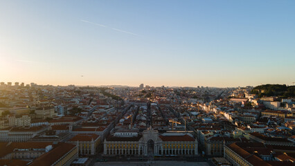 Aerial view over the city center of Lisbon, Portugal