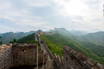 Great Wall in China，The Great Wall and the beautiful clouds in the morning