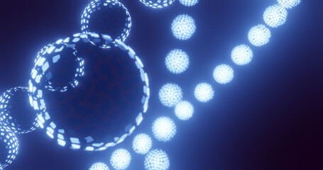 Render with blue glowing spheres