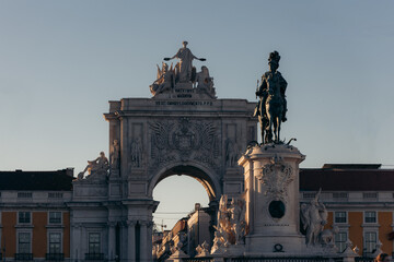 Statues in the center of Lisbon, Portugal