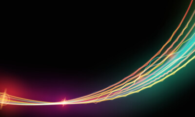 The path of electricity on the line is illuminated with light on a black background.