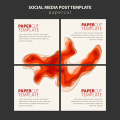 Illustration vector graphic set of 3d papercut abstract backround template. square layout. good for social media content, instagram feed, business presentations, poster, invitation, book cover, etc.