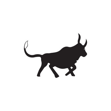 Black bull vector animal logo design 