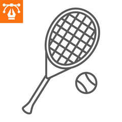 Tennis line icon, outline style icon for web site or mobile app, sport and game, racket with ball vector icon, simple vector illustration, vector graphics with editable strokes.