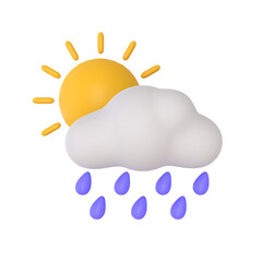 Rainy Weather 3D rendering isolated on white background. Ui UX icon design web and app trend