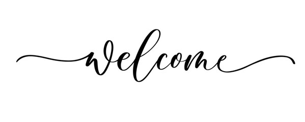 Welcome - calligraphic inscription with smooth lines