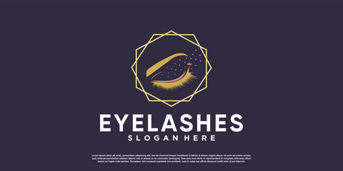Eyelashes logo icon with modern beauty concept design Premium Vector