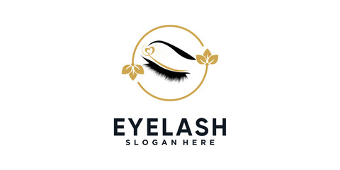 Eyelashes logo icon with modern beauty concept design Premium Vector