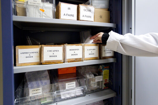 CUSTOMS ANALYSIS LABORATORY IN PARIS. November 6, 2012. Customs analysis laboratory in Paris specialized in the analysis of new synthetic drugs that arrive in France.