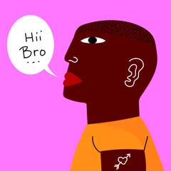 Abstract face portrait male female figure character hand drawn vector illustration.