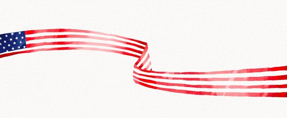 Fototapeta premium USA flag with watercolor brush paint textured