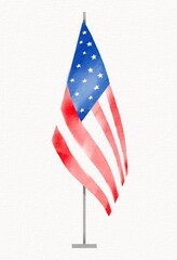 USA flag with watercolor  brush paint textured