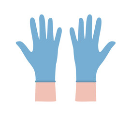 Blue latex, rubber, vinyl gloves for doctor or cleaning