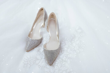 wedding shoes on the floor.