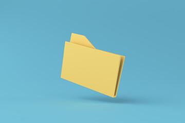 Folder icon. file management concept on blue background. 3d illustration