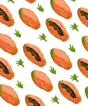 patrón ilustrado de papaya