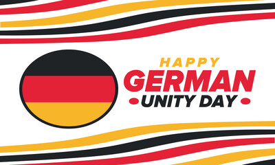 German Unity Day. Celebrated annually on October 3 in Germany. Happy national holiday of unity, freedom and reunification. Deutsch flag. Patriotic poster design. Vector illustration