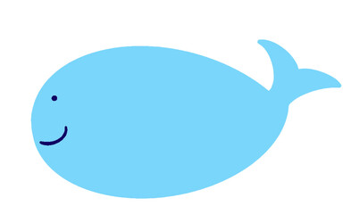 Cute Lovely Blue Whale Animal Cartoon Illustration 