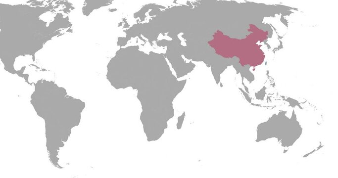 Map of the world with highlighted China and Taiwan due the Taipei independence crisis. Map of the crisis between Risk of the war in east pacific. China in red and Taiwan blue with space for text 