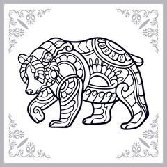 Grizzly bear zentangle arts isolated on white background