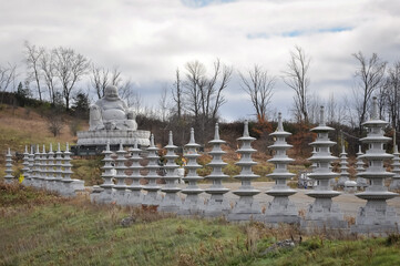 Fototapeta na wymiar Laughing Buddha at Wutai Shan Buddhist Garden