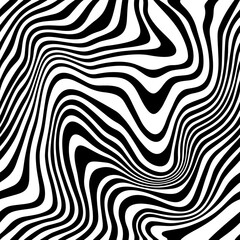 Fototapeta Abstract Background with Distorted Lines. Vector Seamless Pattern with Wavy Stripes. Decorative Black and White Striped Distortion Effect obraz