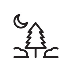 Evergreen Forest Vector Outline Icon. EPS 10 File Park and Nature Symbol