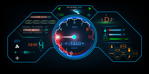 Futuristic car speed dashboard concept