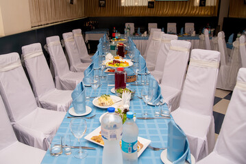 wedding banquet table. decoration and serving in the restaurant