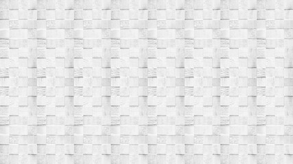 Abstract white stone concrete cement tile texture wall with 3d square cubes mosaic background seamless