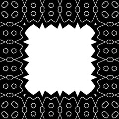 Black and white abstract geometric seamless pattern with wavy shapes, and curved lines.  monochrome frame. striped background. Repeat design for decor, cover, print.