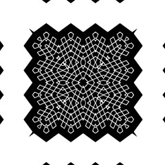 Black and white abstract geometric seamless pattern with wavy shapes, and curved lines.  monochrome mandala. striped background. Repeat design for decor, cover, print.